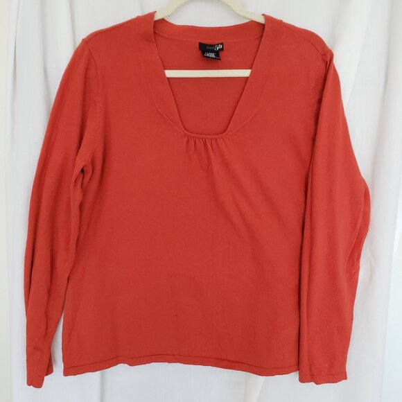 East 5th Tops - Woman East 5th Red Orange Long Sleeve Blouse Size XL